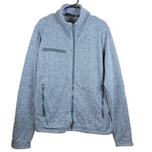 Fossa Mens Jacket Gray Full Zip Fleece Kentfield Herringbone Large